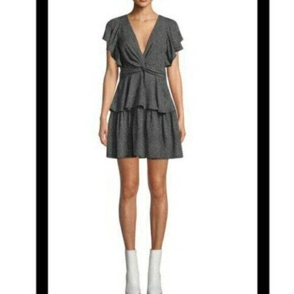 A.L.C. Womens Size 8 Polka Dot Viera Dress 100% Silk Mini in Black - Picture 1 of 12